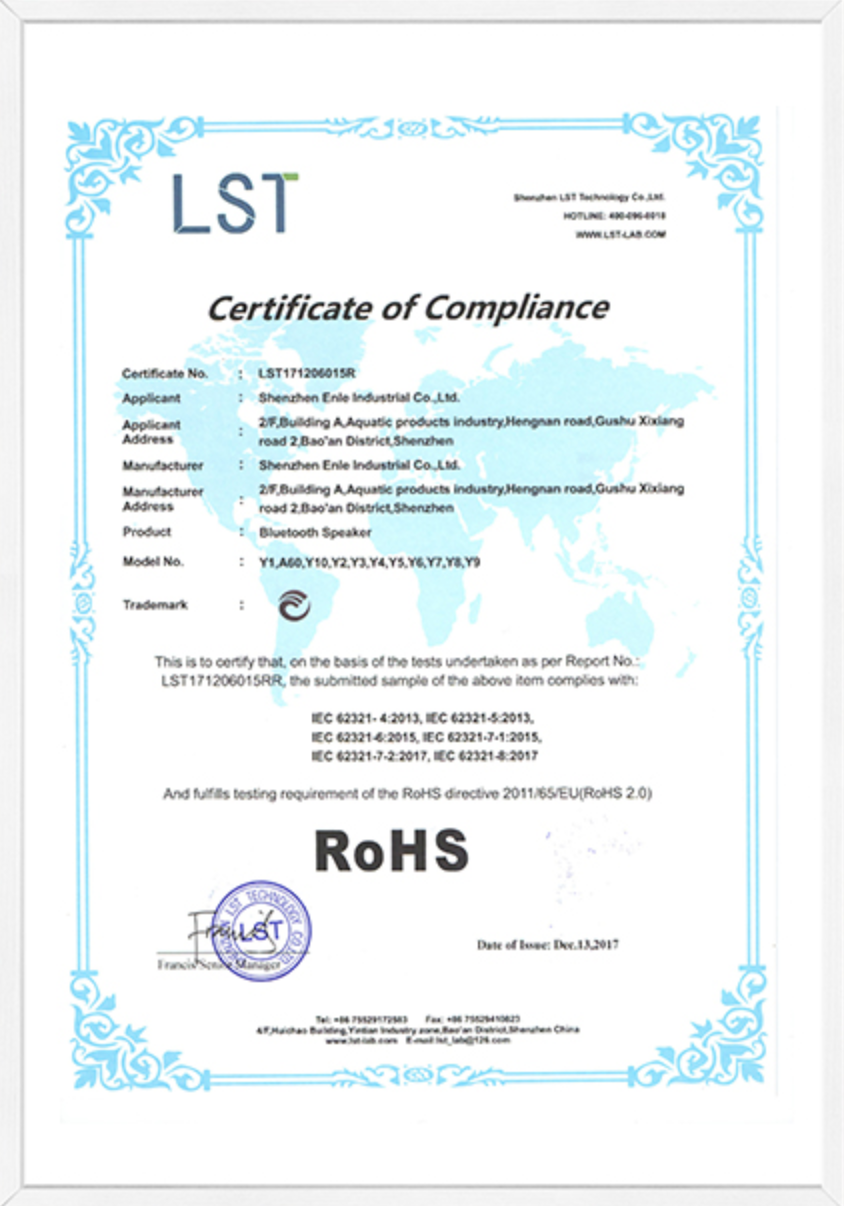 RoHS certificate